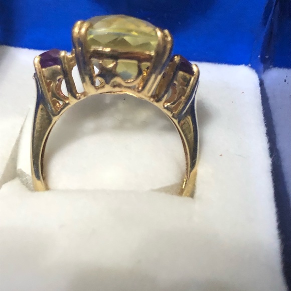 Vintage Effy BH 14kt Genuine Lemon Citrine & Amethyst Ring Size 8 - Picture 10 of 15